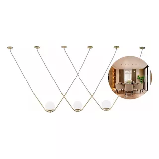 Kit 3x Luminarias Pendente Oscar Dourado Vidro Globo 12 Cm 110v/220v