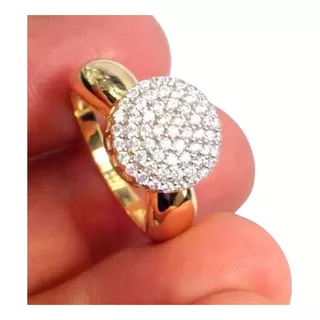 Anel Pavê Chuveiro Ouro Amarelo 18k Com 61 Pedras Diamantes