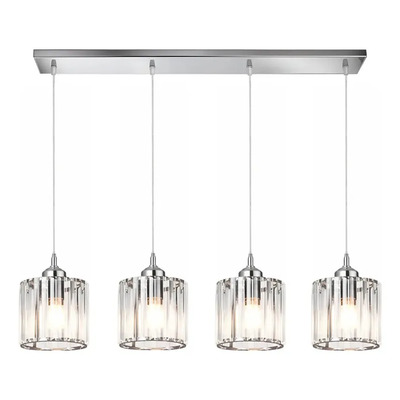  Colgante 4 Luces Prisma R Cristal Cromo Apto Led E27 Ld Cromo