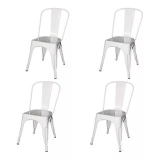 Silla De Comedor Starway Tolix, Estructura Color Blanco Brillante, 4 Unidades