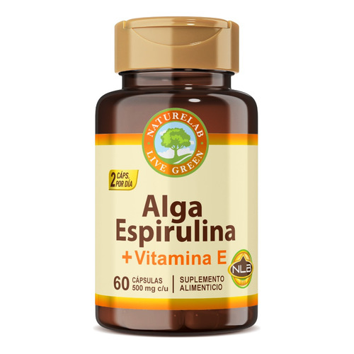 Alga Espirulina + Vitamina E - 60 Cápsulas - Naturelab Sabor Sin sabor