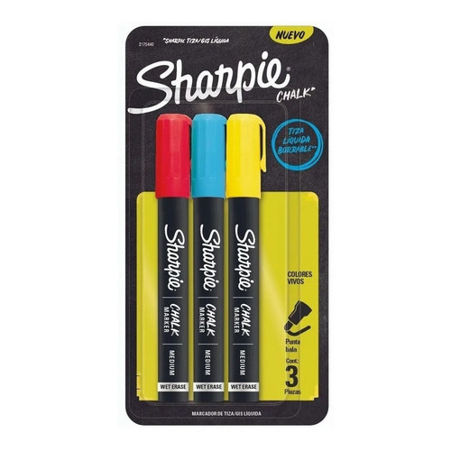 Set 3 Marcadores Tiza Sharpie Chalk Para Pizarra Y Vidrio