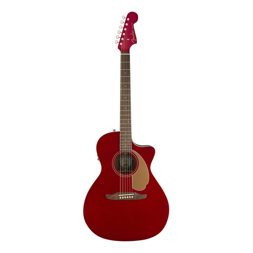Guitarra Electroacústica Fender California Newporter Player Newporter para diestros candy apple red nogal brillante