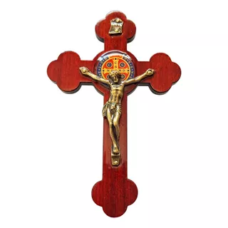 Crucifixo Católico Jesus São Bento Religioso Folheto Cruz