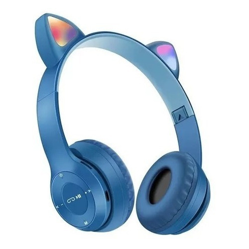 Auricular Inalámbrico Bluetooth Orejas De Gato C473 Noga Color Azul