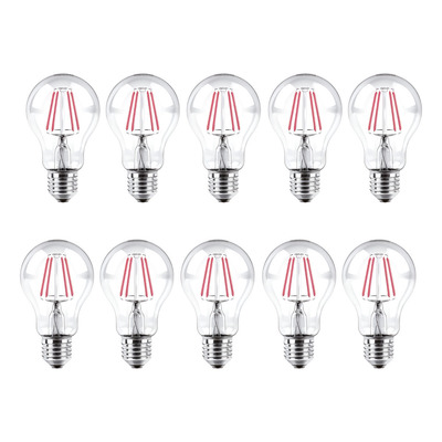 Pack Lampara Bulbo Color 4w E27 Led Rojo X10 Rojo
