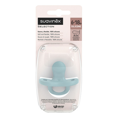 Chupones Sx Pro 6-18m Todo Silicon 2 Suavinex Color Azul Transparente Período De Edad 6-18 Meses