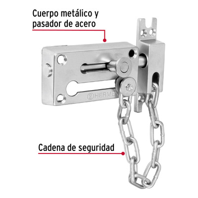 Pasador Con Cadena De Seguridad Para Puerta Hermex Paca-3