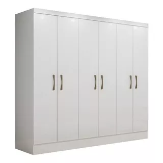 Guarda-roupa Espresso Móveis Paris Cor Branco De Mdp Com 6 Portas  De Dobradiças