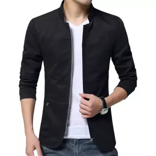 Chamarra Blazer De Algodón Cuello Alto Casual Para Hombre