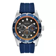 98a205 Reloj Bulova Cronografo Sport Azul/naranja