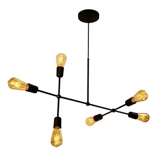 Lustre Sputnik Super Moderno P/ Modernizar A Sala De Jantar! Cor Preto 110v/220v