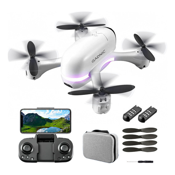 Drone Con Cámara 4k Gadnic Con Control Remoto + Baterias Color Blanco