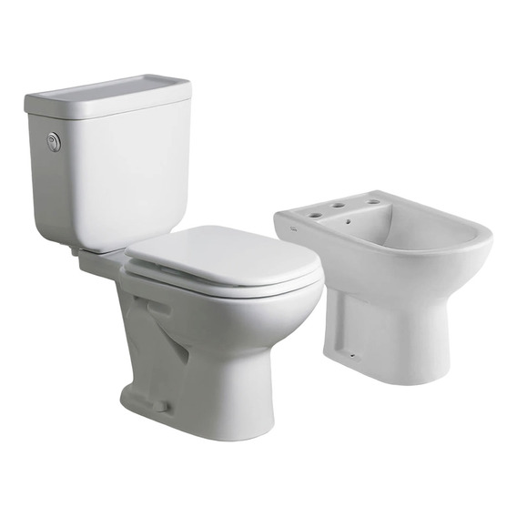 Juego Baño Bari Ferrum Inodoro Mochila Bidet Tapa Madera