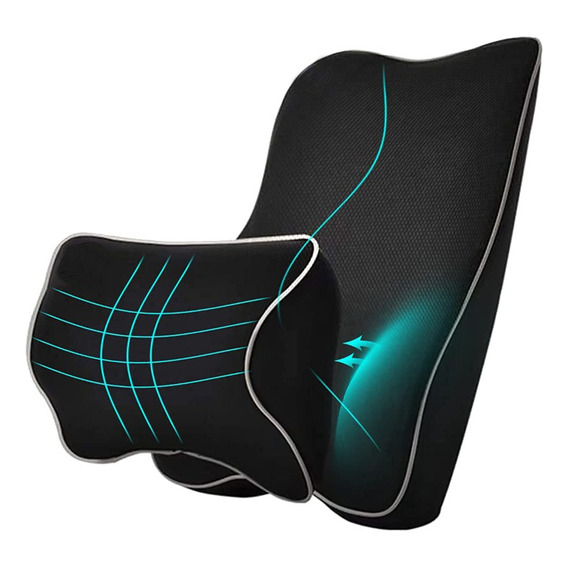 Almohada Cuello Y Soporte Lumbar Memoria Foam Cojin Coche