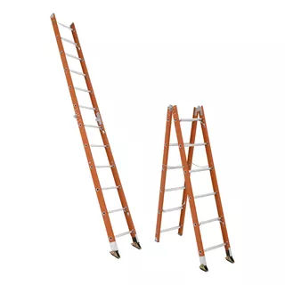 Escalera Tipo 1a Multipropósito Dieléctrica 16 Peldaños 5.0m Color Naranja Oscuro