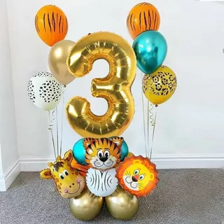 Balões Bexiga Decoracao Festa Safari Zoologico + Numero