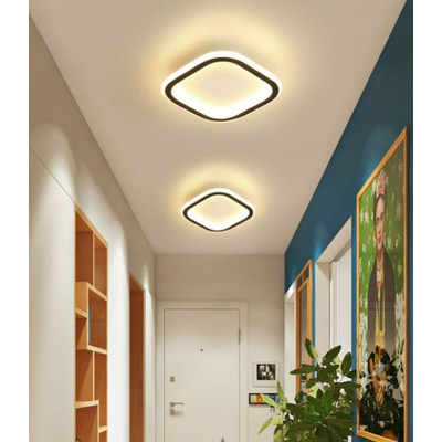 Plafón Lámpara Led Tomer Cuadrado 28w Negro 20cm Dx Negro