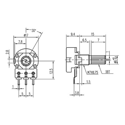 5 Potenciometro 1k 5k 20k 50k 100k 500k 1m Robotica Arduino