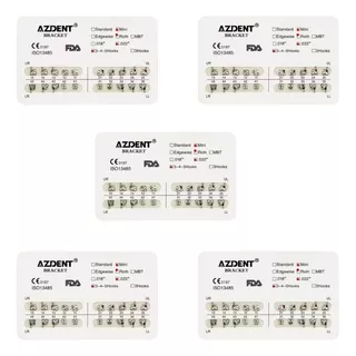 5 Kits Brackets Azdent Mini Roth 0.022 Hooks 3-4-5 