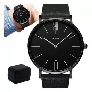 Relógio Masculino Preto Ultrafino Quartz + Caixa