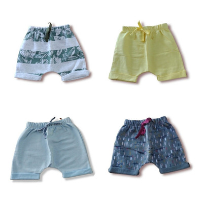 Kit 5 Shorts Bermuda Saruel Moletinho Menino Menina P Ao 3