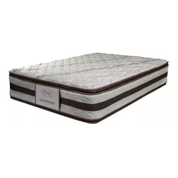 Colchón 2 plazas de resortes Gani Infinity Shankar beige y marrón - 140cm x 190cm x 37cm con doble pillow top