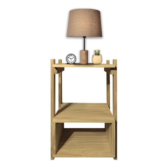 Mesa De Luz Nordica Escandinavo Cubo Vintage Madera Acabado Mate Color Roble