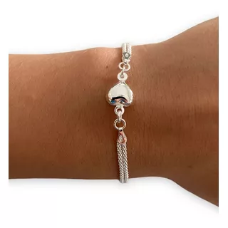 Pulsera Plata 925 Importada Italiana Corazón Mujer Garantía 