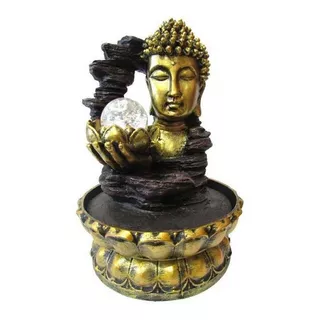 Fonte De Decoração Feng Shui Cabeça De Buda Com Led Bivolt