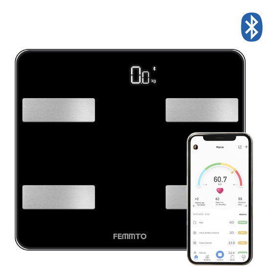 Bascula Digital de Peso Corporal Bluetooth Personal Personas Inteligente Femmto