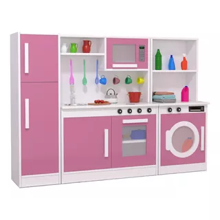 Cozinha Com Geladeira E  Maquina De Lavar Criança Feliz Mdf
