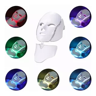 Máscara De Terapia Facial Cuello Con Luz Led De 7 Colores