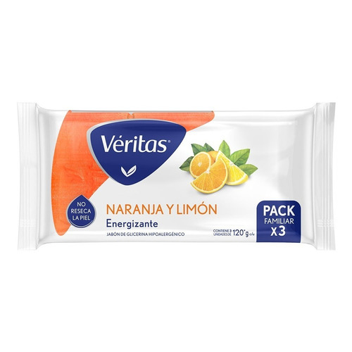 Jabon De Glicerina Naranja Y Limon Veritas 3 X 120 Gr