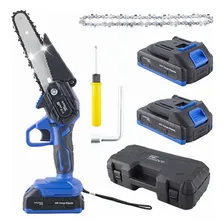 Mini Motosierra Eléctrica De Mano Gadnic + 2 Baterías Extra Color Azul Azul Acero