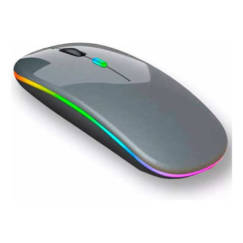 Ratón inalámbrico Bluetooth recargable LED RGB color gris