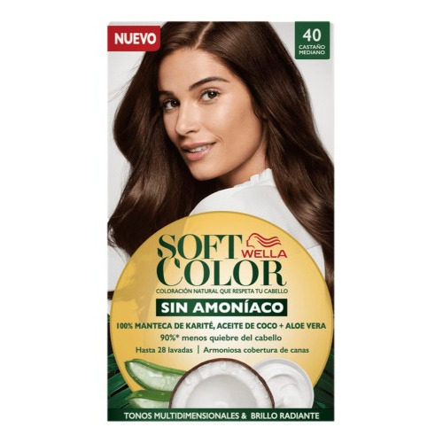 Kit Tinta Wella Professionals  Soft color Tinte de cabello tono 40 castaño medio para cabello
