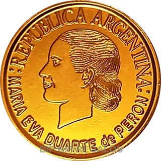 Argentina Moneda Evita Eva Peron Año 2002 Bañado Con Oro 24k