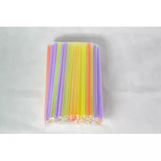 Popotes Biodegradable Corto Color Neon Boca Ancha 100piezas Color Coloridos