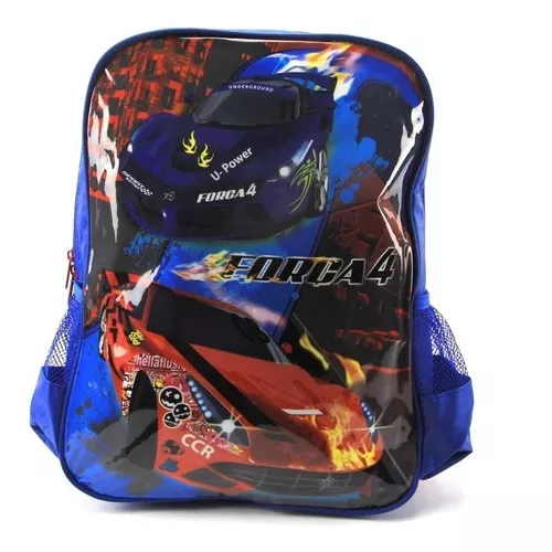 Mochila Infantil Menino Escolar Costas Carros Corrida Grande Cor