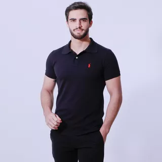 Camisa Gola Polo Masculina Básica Preta