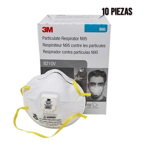 Respirador 3m 8210v Paq. 10 Pzas. Partículas Polvos Lijado Color Blanco