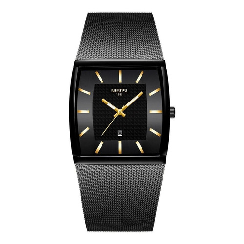 Reloj pulsera Nibosi NI2376 con correa de acero inoxidable color negro
