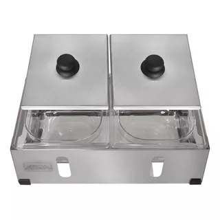 Condimentadora Pizzarola Profissional 2 Cubas Parede Bancada Cor Inox