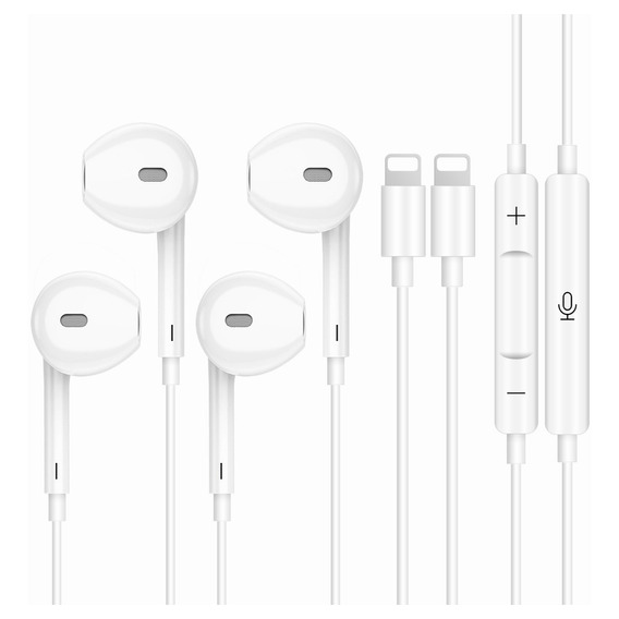 2 Piezas Audífonos Con Cable Para iPhone Bluetooth-blanco