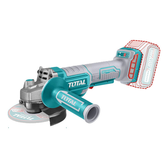 Amoladora Inalámbrica Total 20v - Motor Brushless, Sin Carbones - 4.1/2 Pulgadas, 115mm - No Incluye Batería Ni Cargador - TAGLI211156