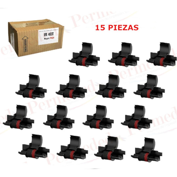 15 Rodillos Entintador Negro/rojo Casio Ir40t Para Sumadora