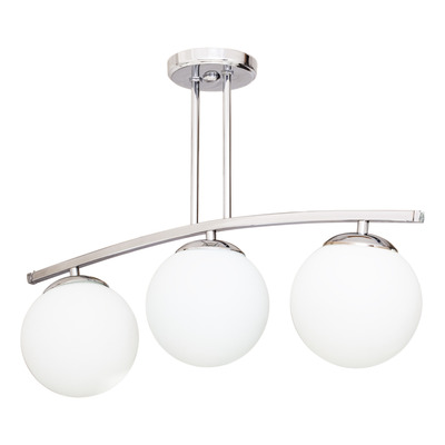 Plafon 3 Luces Barral Curvo Elyn Cromo Globo Opal 15cm E27