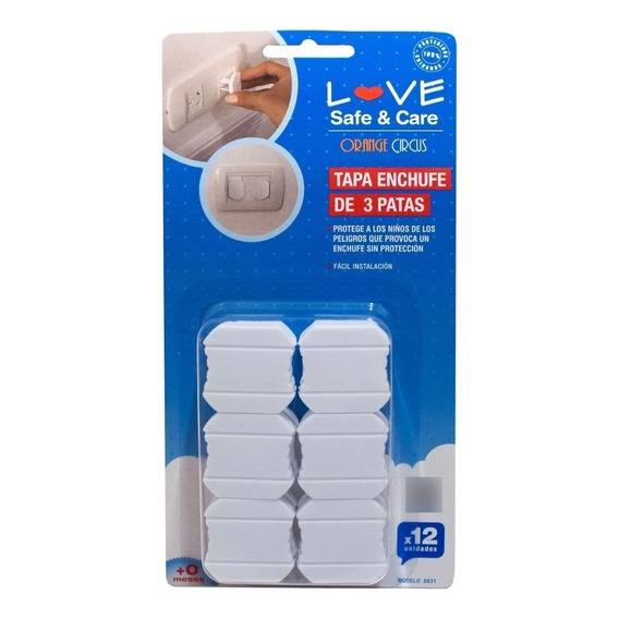 Tapa Enchufes Love 8831 Seguridad Bebe 3 Patas X 12 Unidades