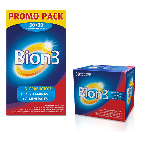 Pack Bion 3 Vitaminas, Minerales Y Probióticos 60+30 Comp.